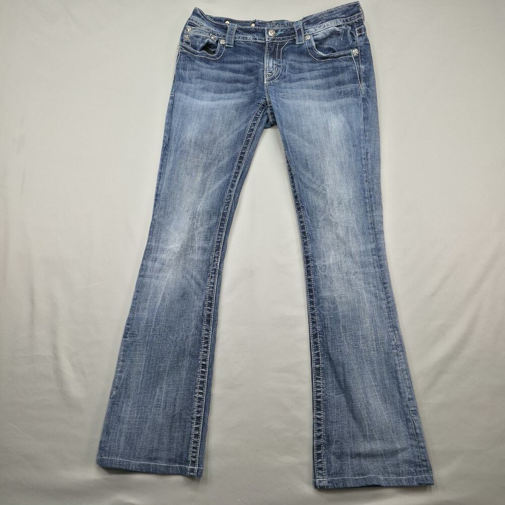 Miss Me Womens Jeans 29 Bootcut Floral Embroidered Rhinestone Western Y2K Style